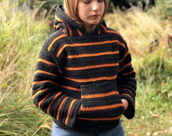 Campfire Hoodie Crochet Pattern | Cozy Hooded Pullover Sweater | Women’s Sizes XS–3X (Unisex Update Coming Soon) | PDF Download