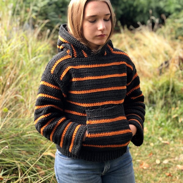 Modello all'uncinetto per felpa con cappuccio da falò / Maglione con cappuccio accogliente / Taglie da donna dalla XS alla 3X (aggiornamento unisex in arrivo) / Download PDF