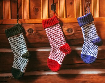 CROCHET PATTERN PDF | Stripes of Love Christmas Stocking