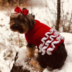 CROCHET PATTERN PDF | Small Dog Sweater with Ruffles