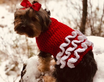 CROCHET PATTERN PDF | Small Dog Sweater with Ruffles
