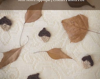 Mini Acorn Crochet Appliqué Pattern – Fall Embellishment for Hats, Booties & Scarves | Beginner-Friendly Stash-Buster | PDF Download
