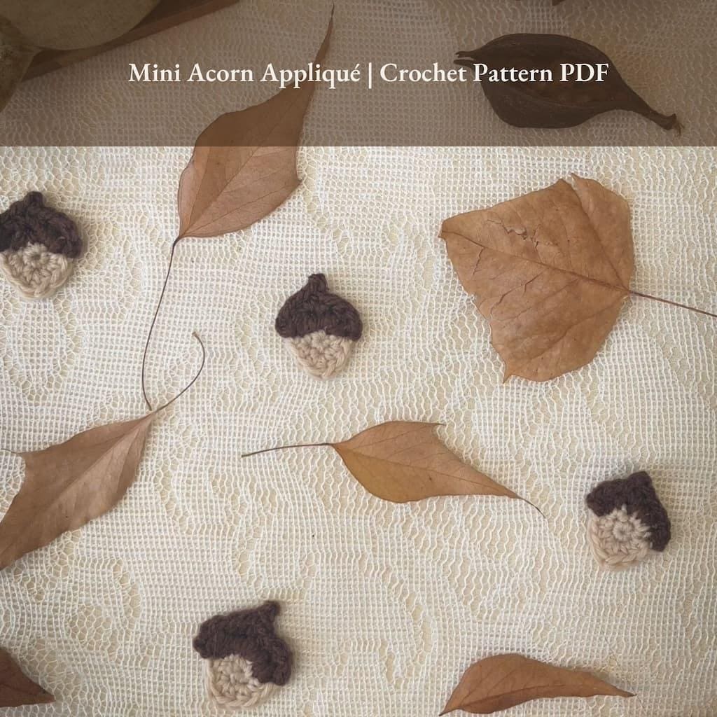 Mini Acorn Crochet Appliqué