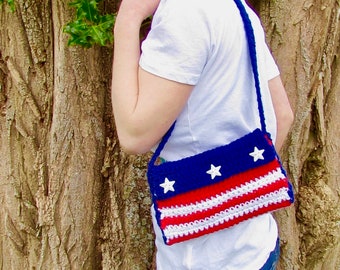 American Flag Crochet Bag