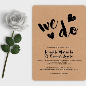Wedding Invitation Printable - Wedding Invitation Editable Template - DIY Printable PDF Instant Download - Rustic Brushed Design