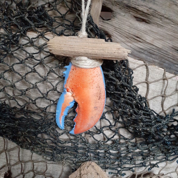Hand Painted Maine Lobster Claw Christmas Ornament 