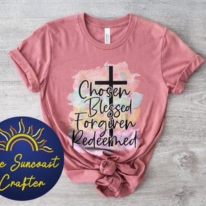 Chosen by God, Women&#39;s T-shirt, Redeemed by Blood, Christian Apparel, Jesus Christ, Christianity t shirt