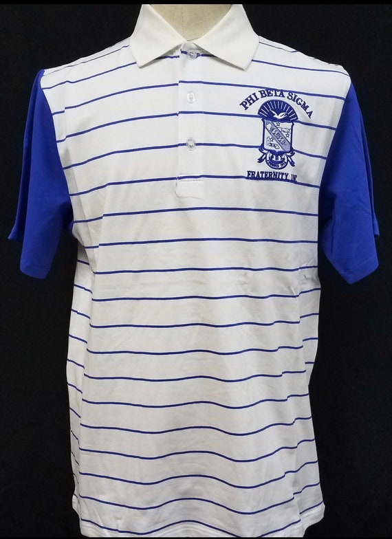 PHI BETA SIGMA Fraternity Short Sleeve Polo Shirt Blue White stripe Polo top