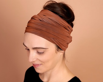 Burnt Orange Boho Head Wrap Wide Headband Multipurpose