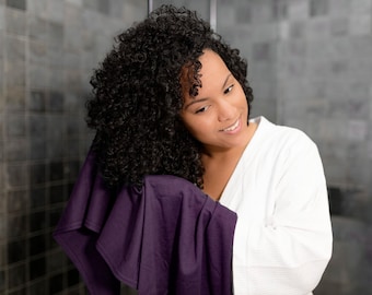 Plum, T-shirt Hair Towel Wrap Full, Curly Hair