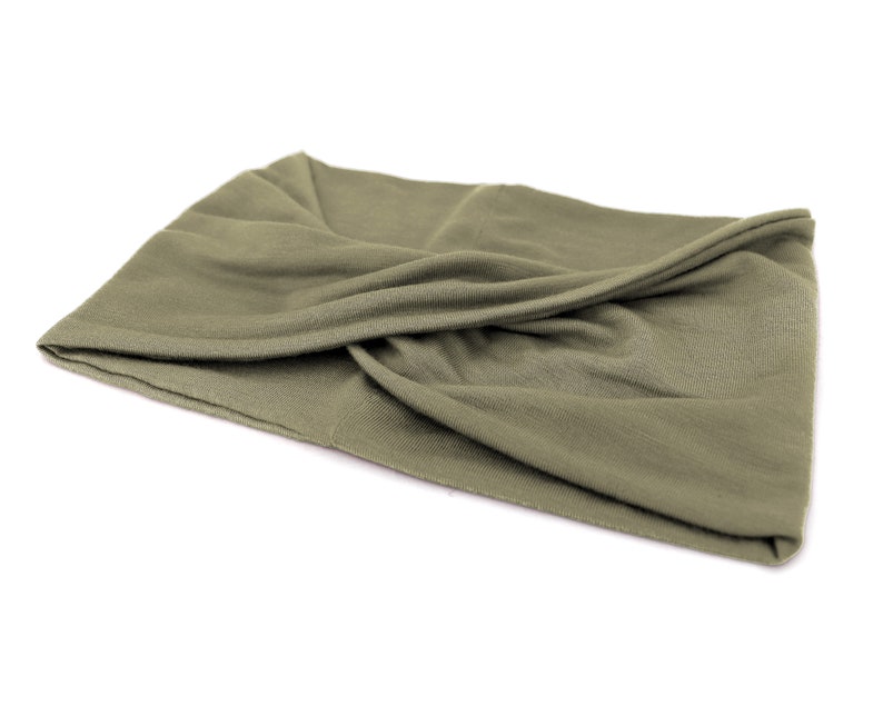 Khaki, Twist Stretch Headband, Viscose Fabric wood pulp Mix image 2