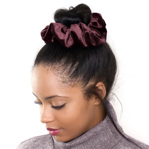 Burgundy, Velvet Scrunchie, Large, Organic Eco Elastic