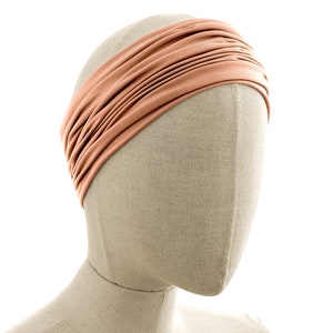 Peach Fuzz, Boho Headband, Multipurpose, Extra Wide, Rose Gold image 4
