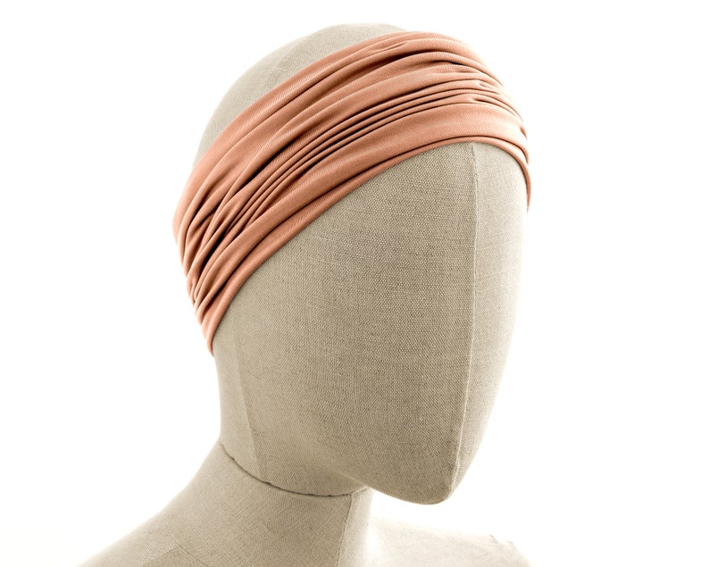 Peach Fuzz, Boho Headband, Multipurpose, Extra Wide, Rose Gold image 4