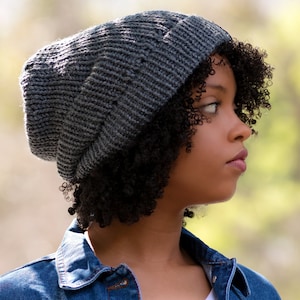 Gray, Satin Lined Knit Beanie, Wool Mix
