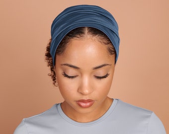 Denim Blue, Boho Headband, Multipurpose, Extra Wide