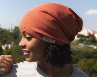 Burnt Orange Satin Lined Beanie