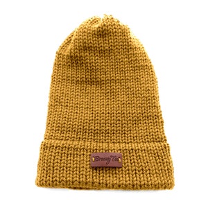 Honeycomb Satin Lined Knit Beanie Yellow image 2