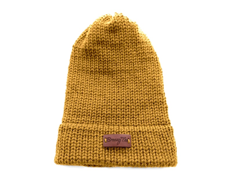 Honeycomb Satin Lined Knit Beanie Yellow image 2