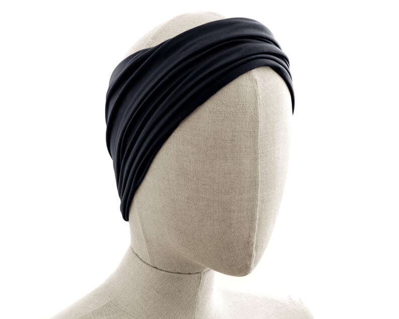 Black, Boho Headband, Multipurpose, Extra Wide image 6