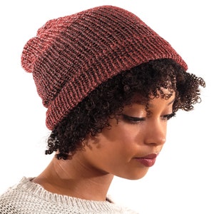 Satin Lined Knit Beanie Red Multicolor Pattern Varies