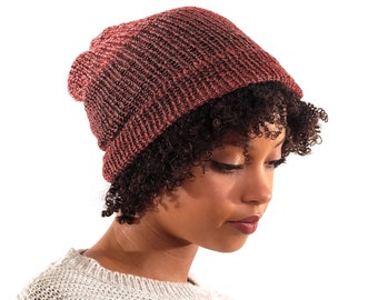 Satin Lined Knit Beanie Red Multicolor Pattern Varies