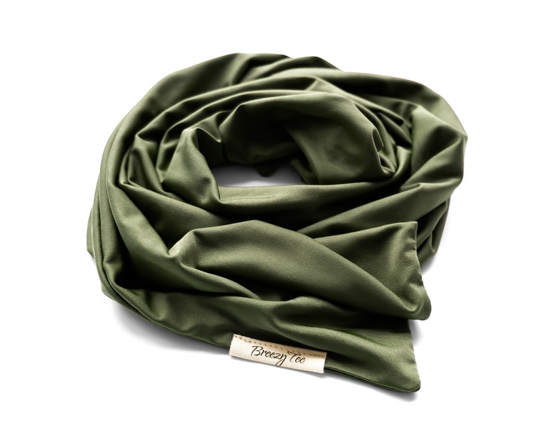 Khaki Olive, Boho Head Wrap, Wide Hair Wrap, Multipurpose image 4