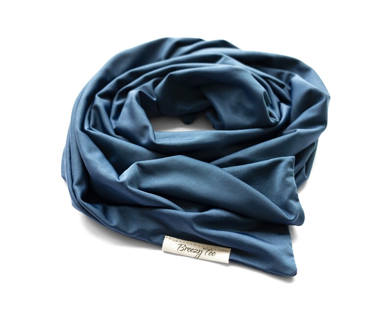 Denim Blue, Boho Head Wrap, Wide Headband, Multipurpose image 2