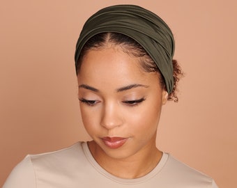 Khaki Moss, Boho Headband, Multipurpose, Extra Wide