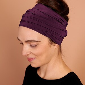 Plum, Boho Head Wrap, Wide Hair Wrap, Multipurpose
