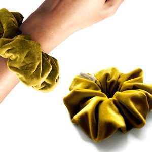 Yellow Chartreuse, Velvet Scrunchie, Large, Organic Eco Elastic