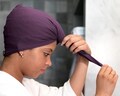Plum, T-shirt Hair Towel Wrap, Hood, Curly Hair, Organic Elastic Loop, Coconut Shell Button product logo