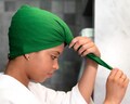 Emerald Green T-shirt Hair Towel Wrap,  Hood, Elastic Loop, Coconut Shell Button product logo