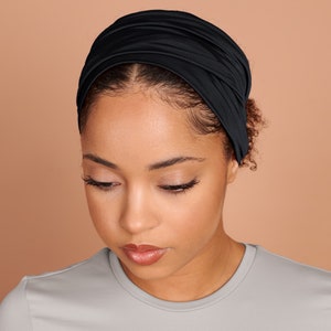 Schwarz, Boho Stirnband, Mehrzweck, extra breit Bild 1