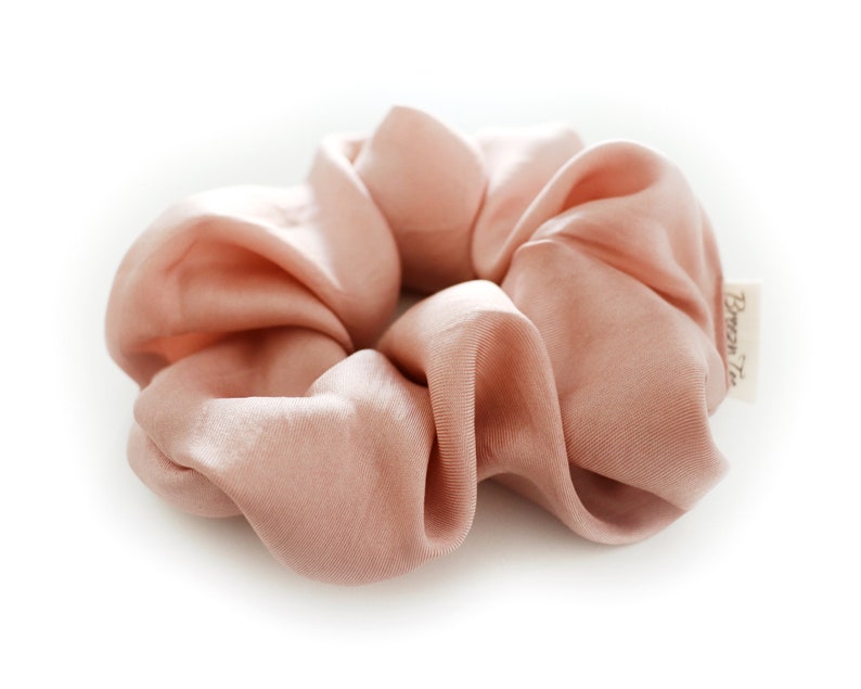 Rose Tan, Silk Twill Scrunchie, Large, 100 % Silk, Organic Elastic image 2