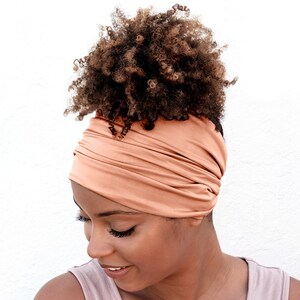 Peach Fuzz, Boho Headband, Multipurpose, Extra Wide, Rose Gold image 3