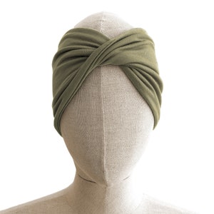 Khaki, Twist Stretch Headband, Viscose Fabric wood pulp Mix image 3