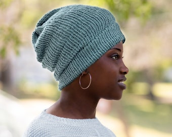 Chambray Satin Lined Knit Beanie