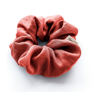 Linen Scrunchie, Set Of Two, Rust Orange Another Color, Large, Organic Elastic image 2