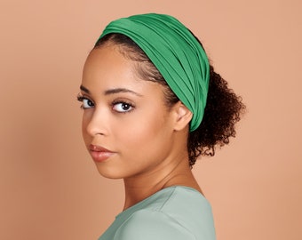 Mint, Boho Head Wrap, Wide Headband, Multipurpose, Green