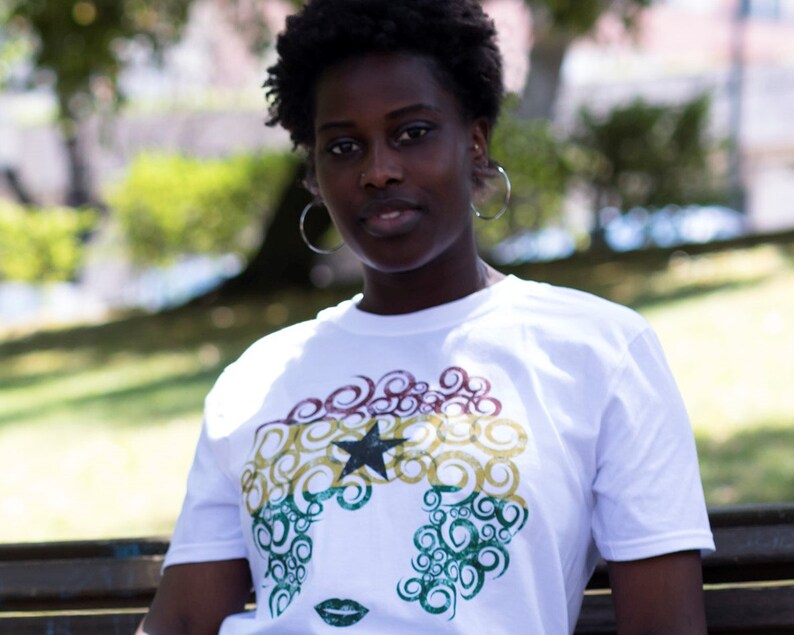 Natural Hair T Shirt Ghana Flag Distressed Tee Custom Natural Hair Products Curls Culture