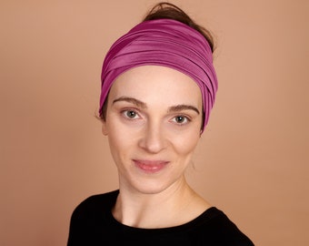 Berry Magenta, Boho Head Wrap, Wide Headband, Multipurpose, Hot Pink