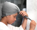 Gray, T-shirt Hair Towel Wrap, Hood, Curly Hair Organic Elastic product logo