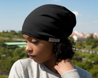 Black Satin Lined Beanie