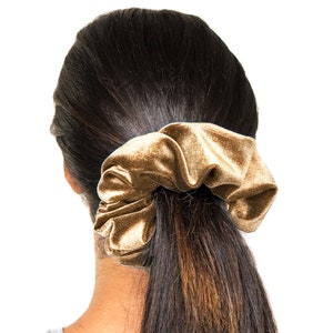 Gold Beige, Velvet Scrunchie, Large, Organic Eco Elastic
