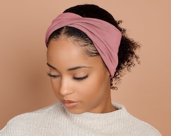 Dusty Rose, Twist Stretch Headband, Viscose Fabric (wood pulp) Mix, Pink Berry