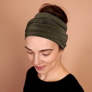 Khaki Moss, Boho Head Wrap, Wide Hair Wrap, Multipurpose