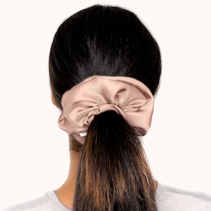 Rose Tan, Silk Twill Scrunchie, Large, 100 % Silk, Organic Elastic