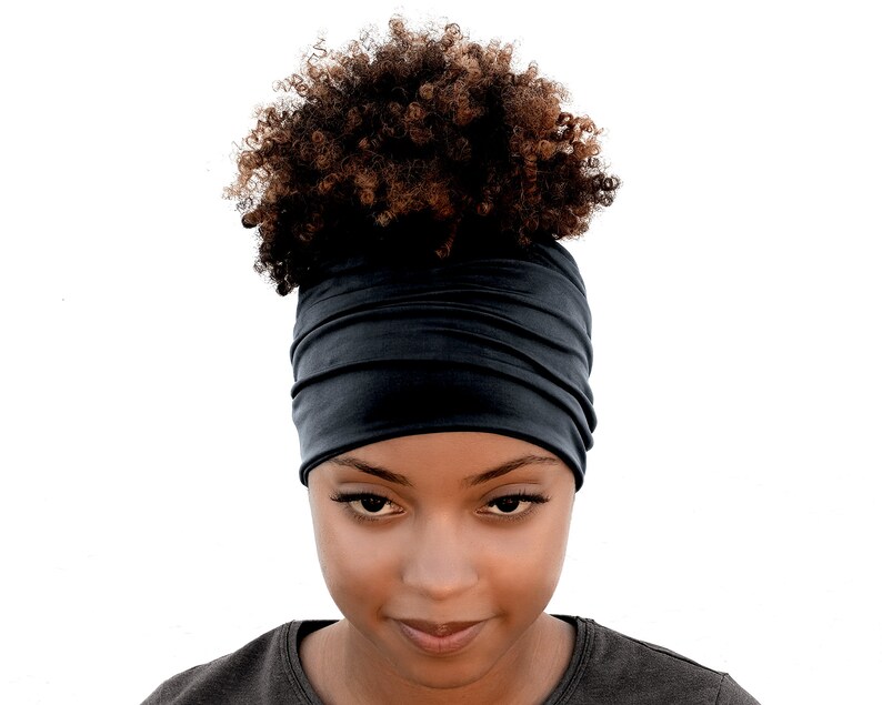 Black, Boho Headband, Multipurpose, Extra Wide image 5