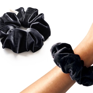Black, Velvet Scrunchie, Large, Organic Eco Elastic